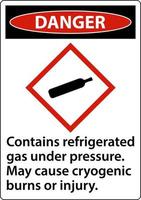 gevaar bevat gekoeld gas onder druk ghs teken vector