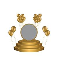 gouden kleurenpodium voor productweergave met ballondecoratie vector