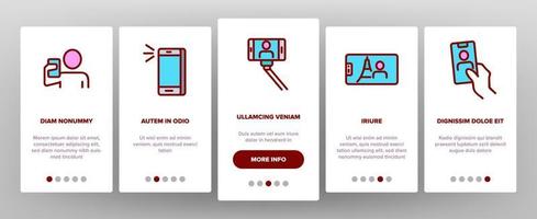 selfie foto camera onboarding pictogrammen instellen vector