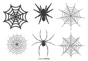 Spinnen en Webs Vector Set