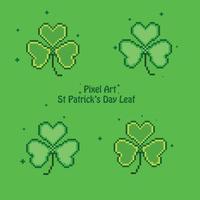 pixelart st patricks dag gepixelde klaver set vector