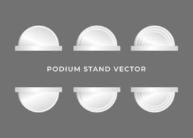 eenvoudige podium staan 3D-vector whit witte vorm. achtergrond of frame zijn verschillende stappen op een grijze achtergrond. het podium kan tekst of product op het podium worden gezet. vector