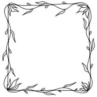 hand getrokken doodle frame met planten en bloemen. vector illustratie