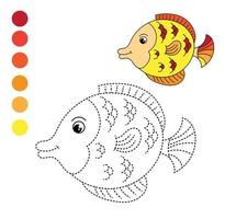 vissen mooi. educatief spel van punt naar punt voor kinderen. vector