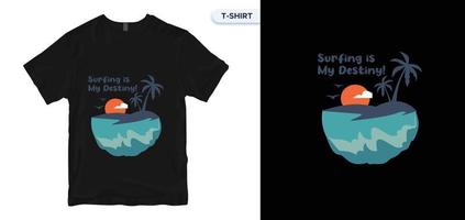 t-shirtontwerp. surfen t-shirt ontwerp. typografie, t-shirt graphics, print, poster. t-shirt voorraad vectorillustratie. wereldwijde stalen. vector