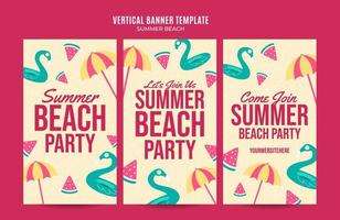 zomerdag - strandfeest webbanner voor sociale media verticale poster, banner, ruimtegebied en achtergrond vector