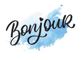 bonjour parijs zin vector belettering kalligrafie borstel schoolbord