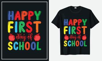gelukkig eerste dag van school- t overhemd vector
