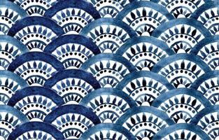 aquarel naadloze patroon. blauw oosters ornament, vissenschubben. Marokkaanse tegels. authentieke handtekening vector