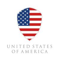verticale usa vlag in schild vorm vectorillustratie. Verenigde Staten Amerika vlag in schildvorm. vector