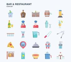 bar en restaurant platte pictogrammenset vector