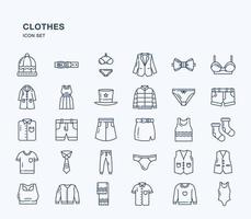 kleding en jurk icon set vector