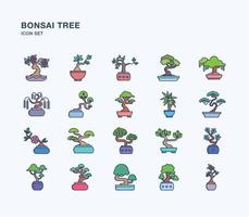 bonsai boom overzicht icon set vector