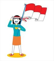 vrouw viert de onafhankelijkheidsdag van Indonesië vector