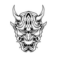 samurai masker zwart-wit vector design art