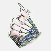 vrouwelijke hand met lange nagels, trendy nageldesign, mode, manicure mood vector