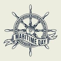 wereld maritieme dag retro vector ontwerpconcept. feestdagen rond de wereld van maritieme dag. vectorillustratie van eps 10.
