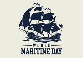 wereld maritieme dag retro vector ontwerpconcept. feestdagen rond de wereld van maritieme dag. vectorillustratie van eps 10.