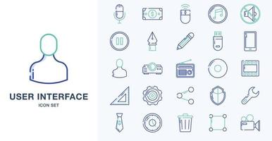 basic ui, essential, icon, web, icon set, outline gekleurde icon set vector