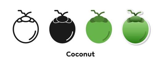 vector icon set van kokosnoot.