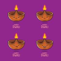 vectorillustratie van schattige diwali-emoji vector