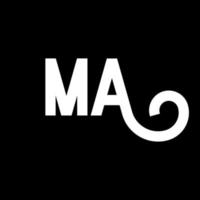 ma brief logo ontwerp. beginletters ma logo icoon. abstracte letter ma minimale logo ontwerpsjabloon. ma brief ontwerp vector met zwarte kleuren. ma logo