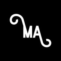 ma brief logo ontwerp. beginletters ma logo icoon. abstracte letter ma minimale logo ontwerpsjabloon. ma brief ontwerp vector met zwarte kleuren. ma logo