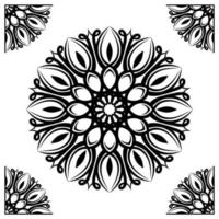 mandala ornament, zwart en wit, ronde decoratie, met klassiek kader vector