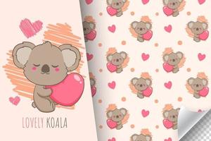 schattig koala tekenfilm naadloos patroon aanbiddelijk dier karakter sticker kleding stof ontwerp vector