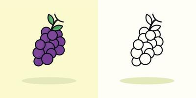 druiven tekenfilm kleur bladzijde illustratie vector fruit