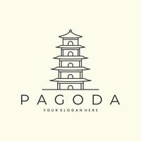 vector pagode met lineair stijl logo vector illustratie icoon sjabloon ontwerp