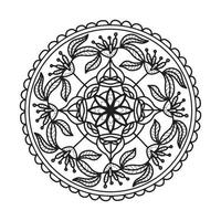 circulaire mandala zwart en wit patroon, versierd met Boheems koel mandala kunst, henna- bloemen, mehndi rite en monochroom symmetrisch. kleur boek bladzijde mandaal, anti stress therapie. vector