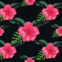 naadloos patroon met tropisch bladeren, hibiscus bloemen vector