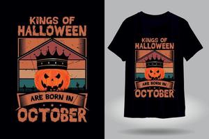koningen van halloween zijn geboren in oktober wijnoogst t overhemd vector