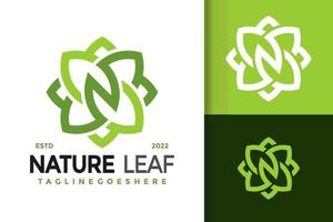 n brief natuur bladeren logo ontwerp, merk identiteit logos vector, modern logo, logo ontwerpen vector illustratie sjabloon