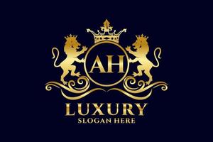 eerste Ah brief leeuw Koninklijk luxe logo sjabloon in vector kunst voor luxueus branding projecten en andere vector illustratie.