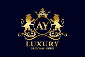 eerste ay brief leeuw Koninklijk luxe logo sjabloon in vector kunst voor luxueus branding projecten en andere vector illustratie.