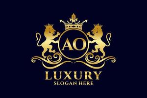 eerste oa brief leeuw Koninklijk luxe logo sjabloon in vector kunst voor luxueus branding projecten en andere vector illustratie.