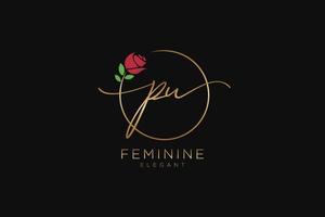 eerste pu vrouwelijk logo schoonheid monogram en elegant logo ontwerp, handschrift logo van eerste handtekening, bruiloft, mode, bloemen en botanisch met creatief sjabloon. vector
