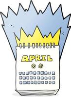 uit de vrije hand getrokken tekenfilm kalender tonen maand van april vector