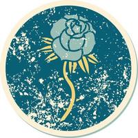 iconisch verontrust sticker tatoeëren stijl beeld van een roos vector