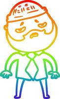 regenbooggradiënt lijntekening cartoon bezorgde man met baard vector