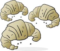 uit de vrije hand getrokken tekenfilm croissants vector