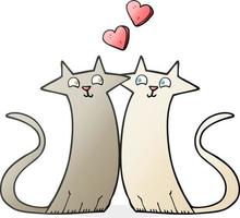 uit de vrije hand getrokken tekenfilm katten in liefde vector