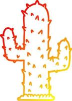 warme gradiënt lijntekening cartoon cactus vector