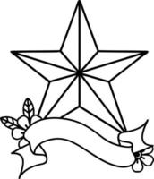 traditioneel zwart band werk tatoeëren met banier van een ster vector