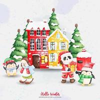 Kerstmis dier tafereel. dier vector illustraties element