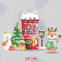 Hallo winter dier. waterverf Kerstmis vector illustraties element