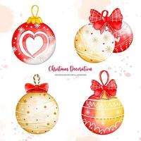 reeks van rood en goud Kerstmis decor, Kerstmis bal, digitaal verf waterverf illustratie vector