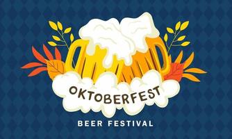 oktoberfeest achtergrond. oktoberfeest bier festival evenement spandoek. paar mok bier vector